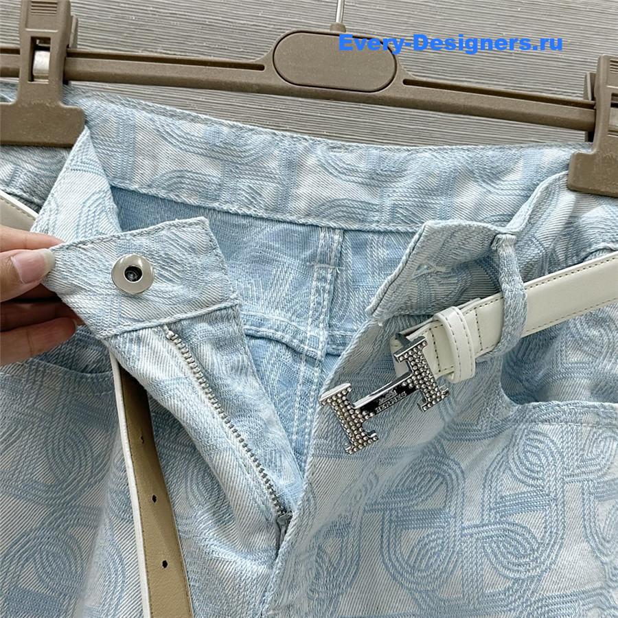 H**me5 light blue jacquard denim pants