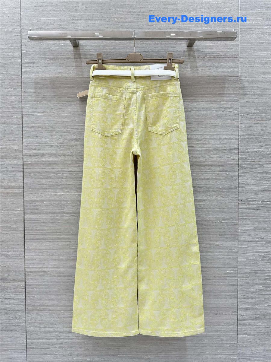 H**me5 yellow jacquard denim pants