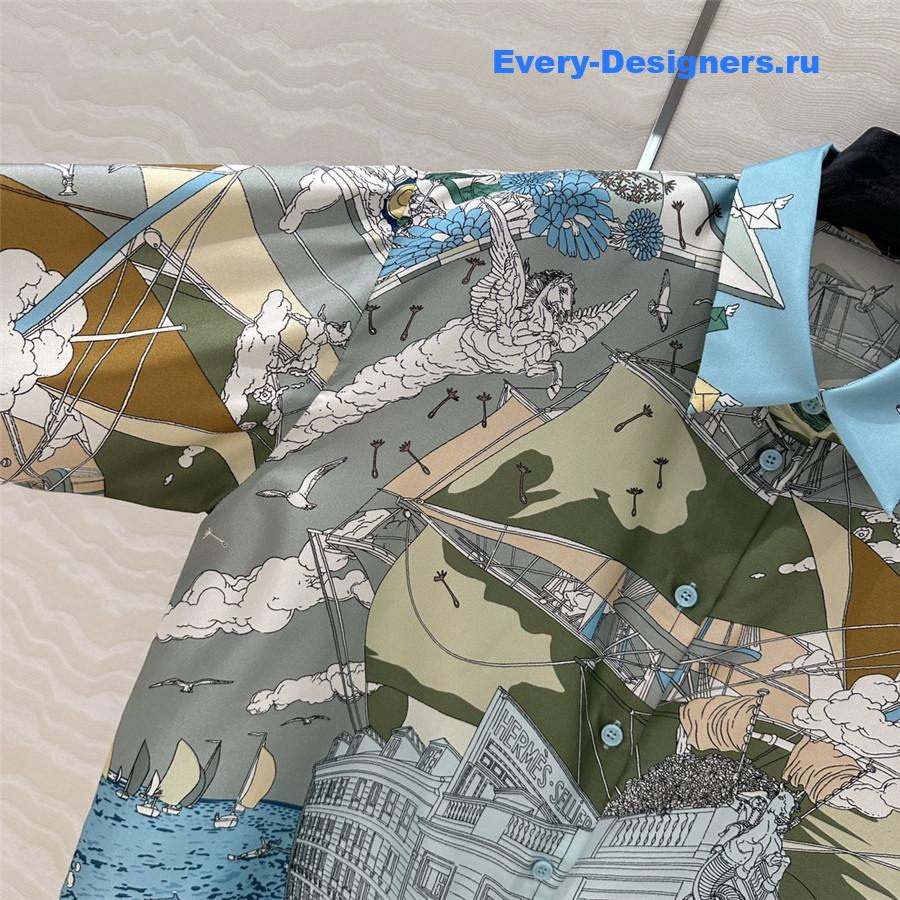 H**me5 cruise party scarf print silk shirt