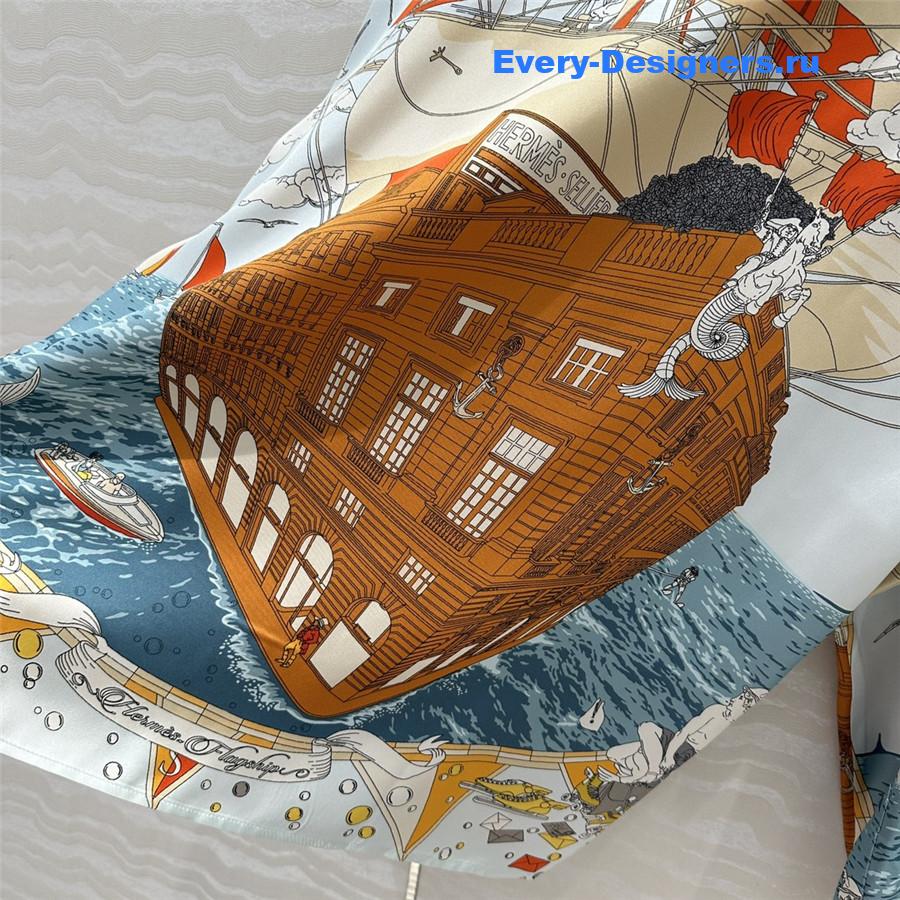 H**me5 orange scarf print silk shirt