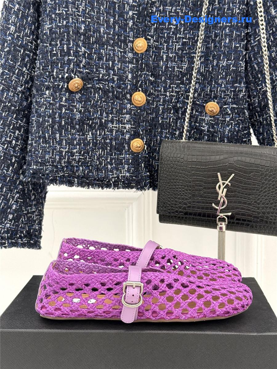 ALAÏA Purple Woven Mesh Ballet Flats