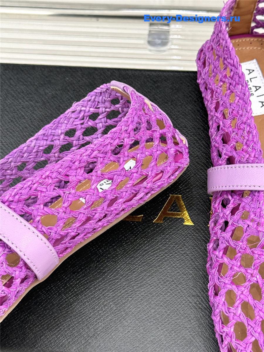 ALAÏA Purple Woven Mesh Ballet Flats