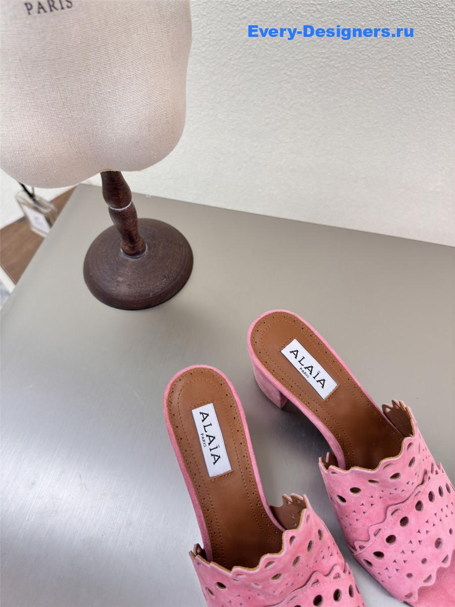 Alaïa Vienne Pink Leather Mules