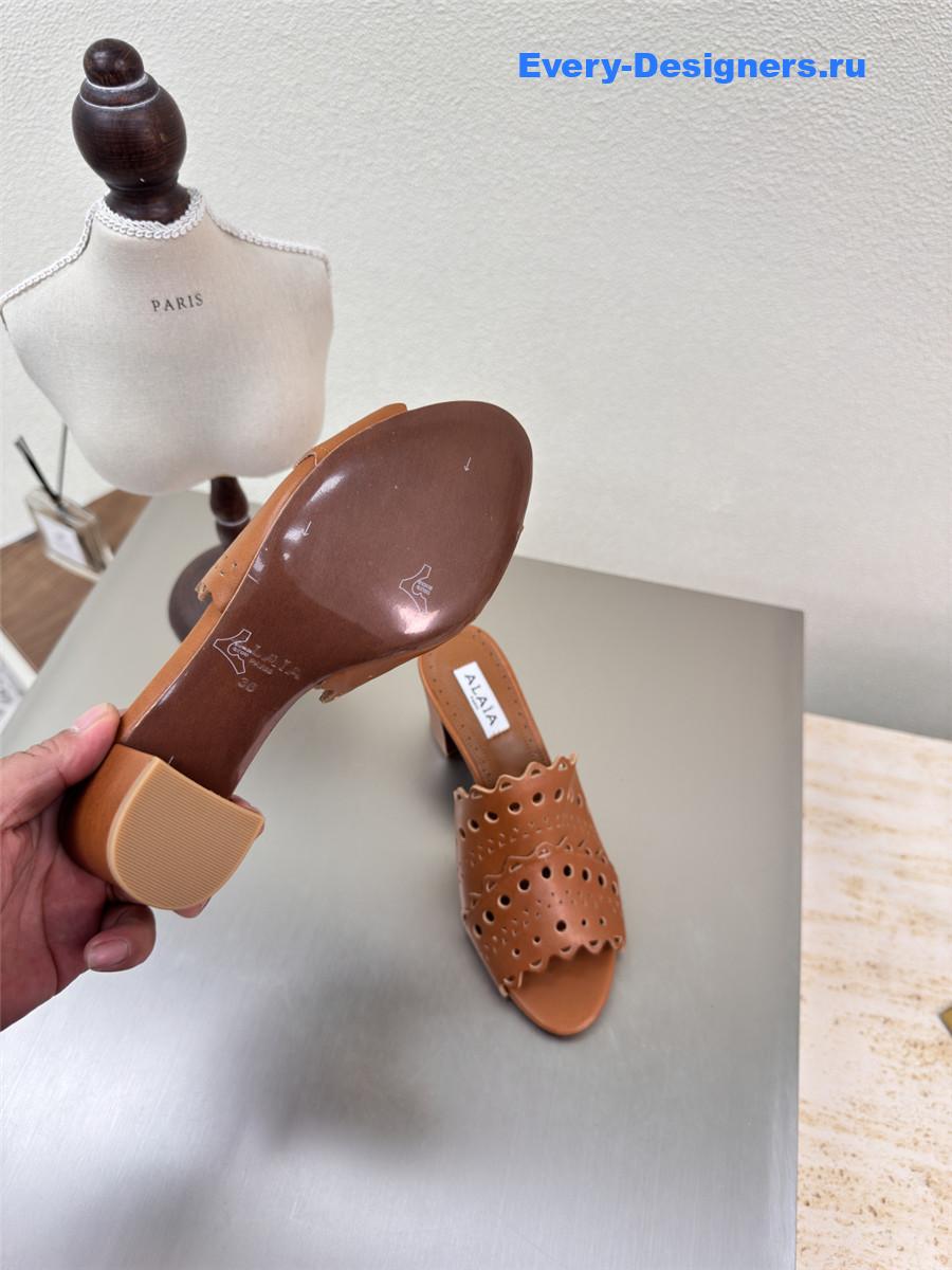 Alaïa Vienne Brown Leather Mules