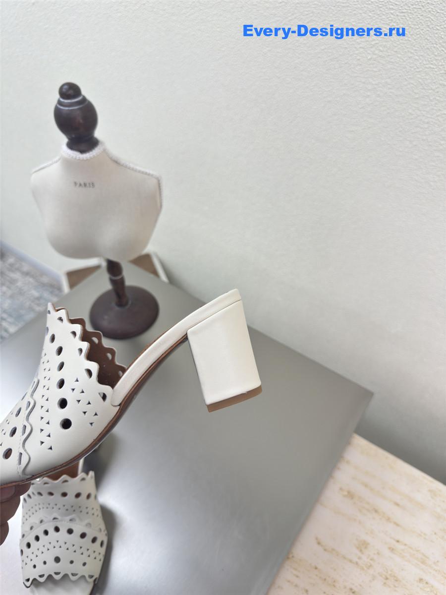 Alaïa Vienne White Leather Mules