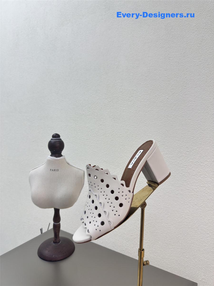 Alaïa Vienne White Leather Mules