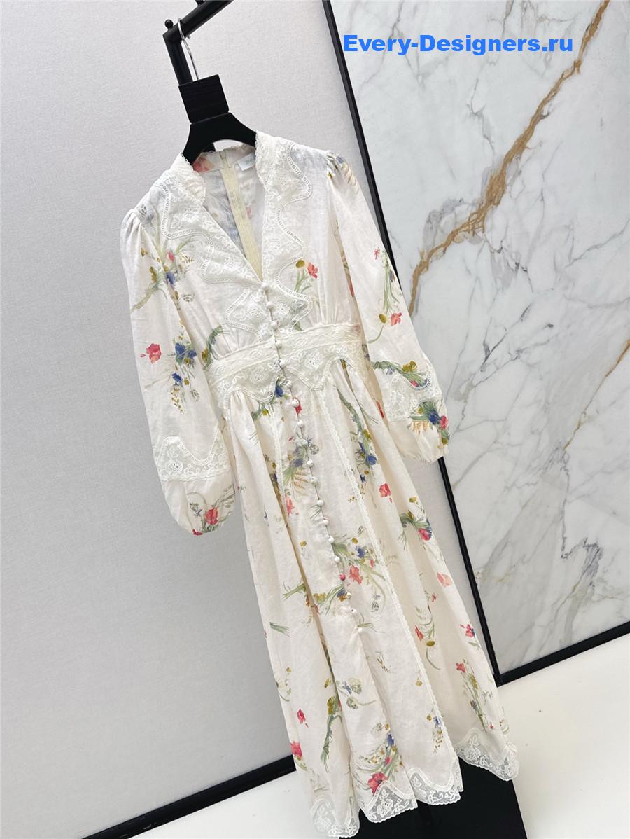 Zimm Lucky Lace Plunge Midi Dress