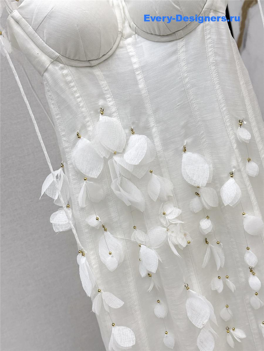 Zimm White Petal Midi Dress