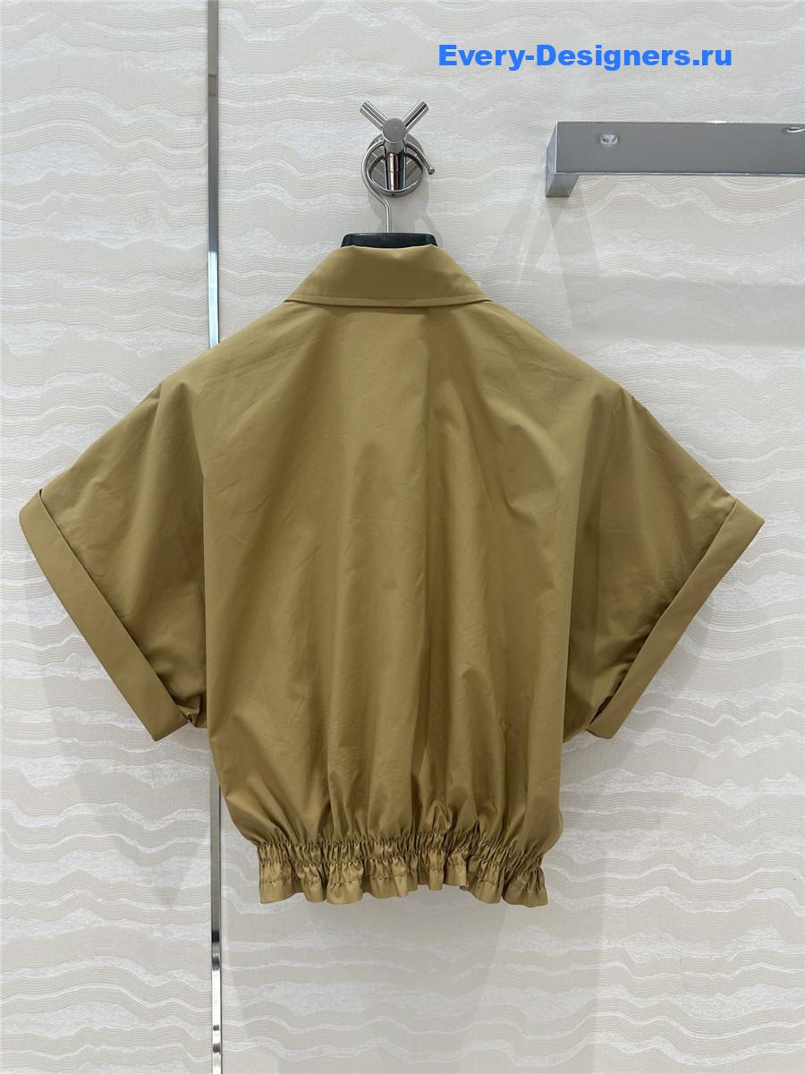 Miu Miu Cropped Cotton Shirt In Brown