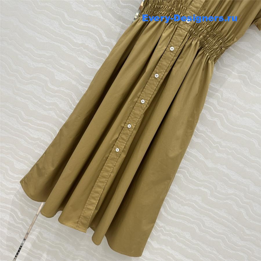 Miu Miu Silk Shirtdress In Brown