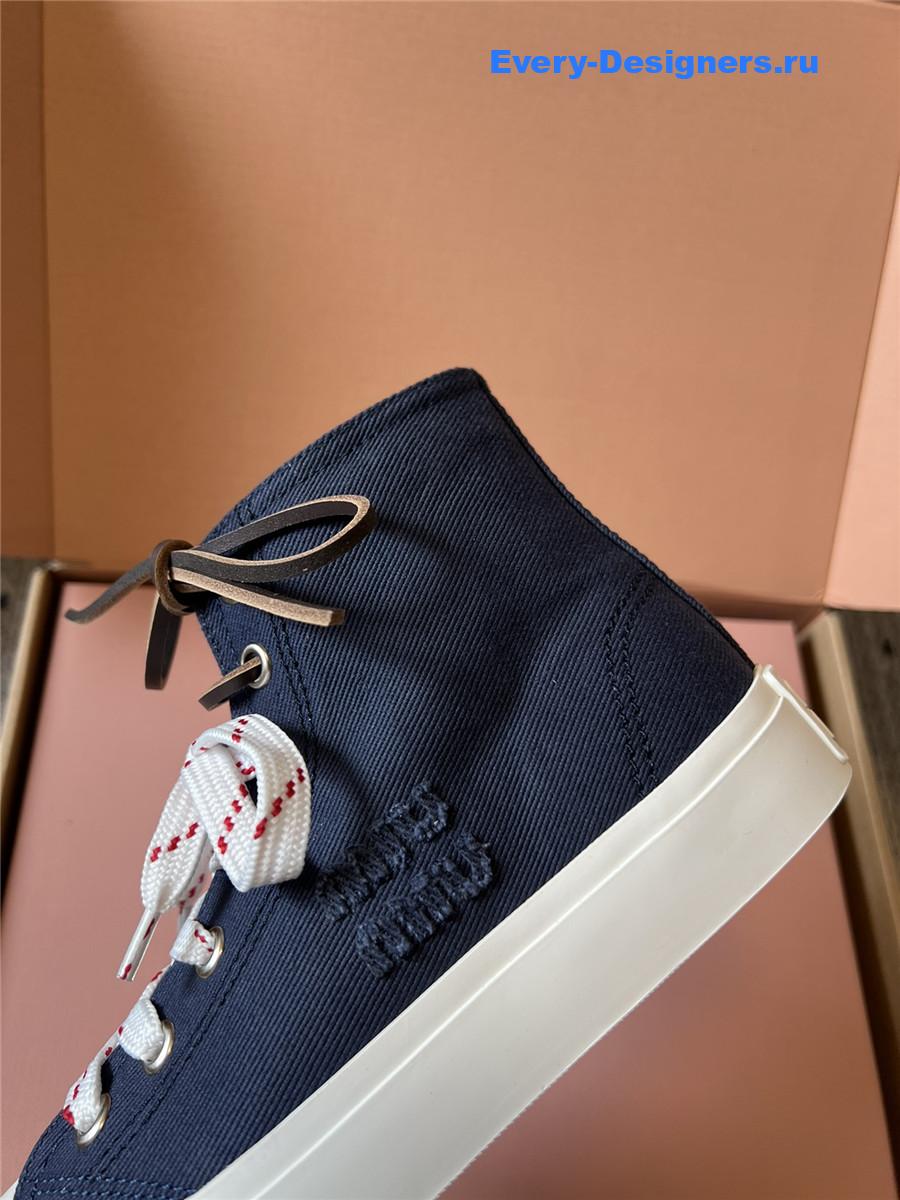 Miu Miu Dark Blue High-Top Canvas Trainers