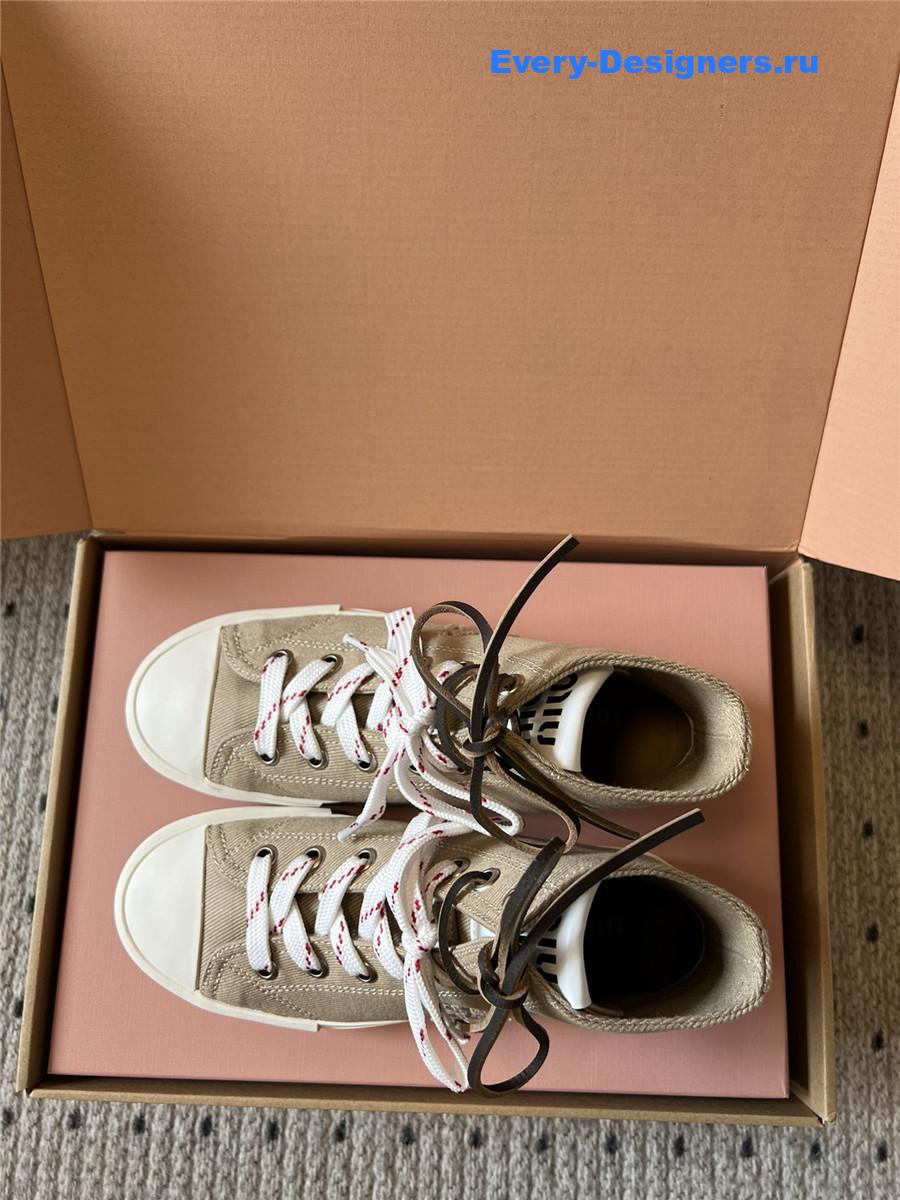 Miu Miu Grey High-Top Canvas Trainers