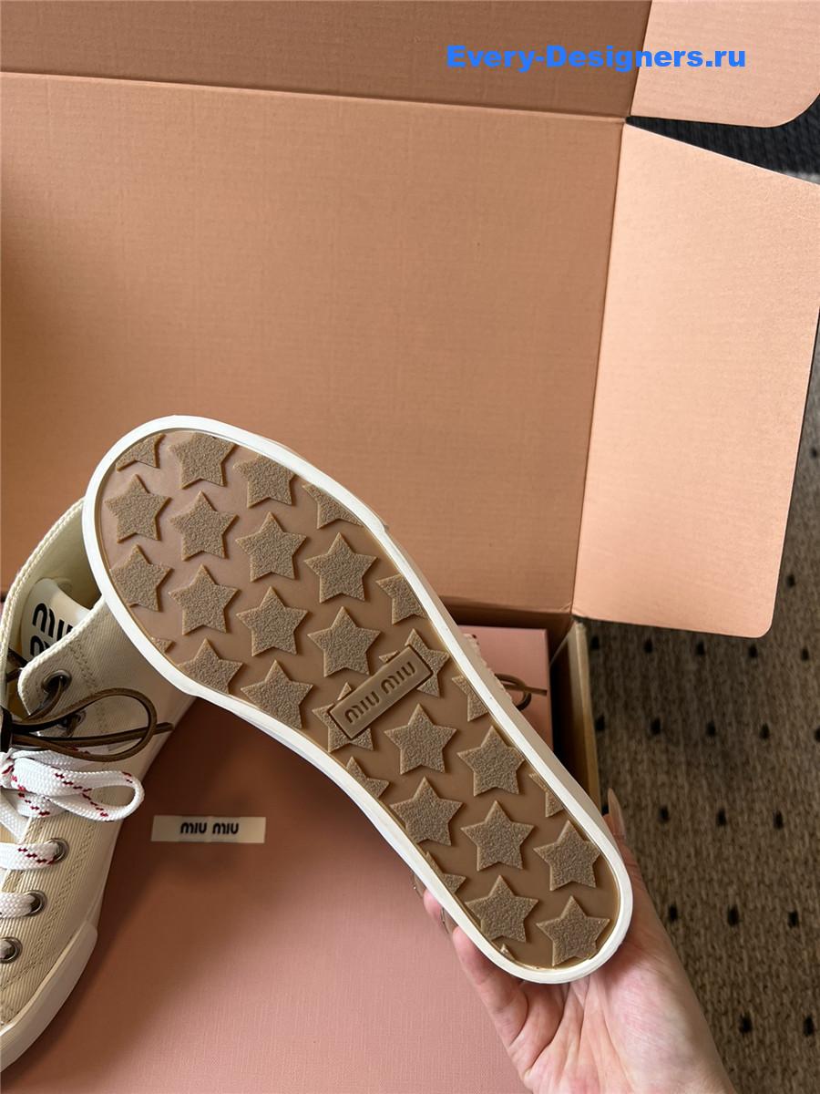 Miu Miu Beige High-Top Canvas Trainers