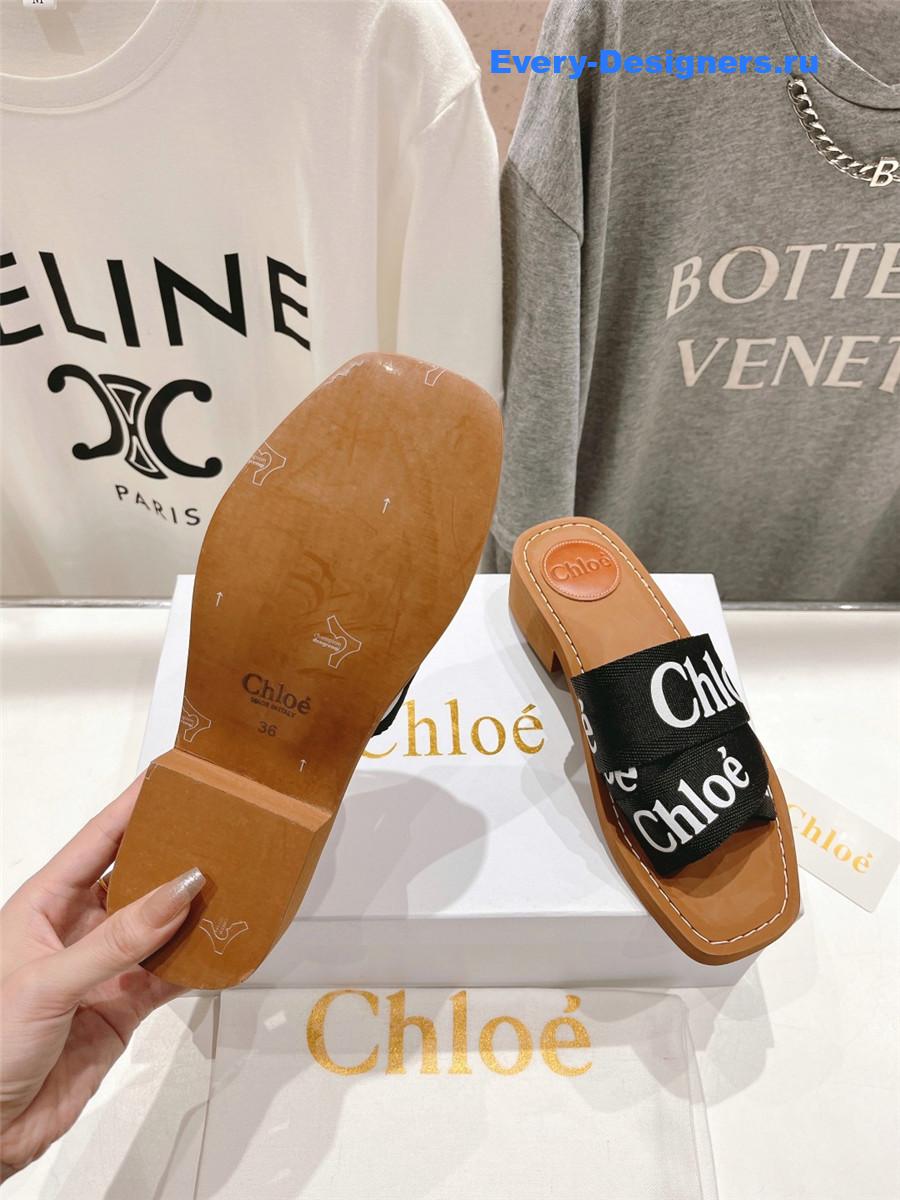 Chloé Black Canvas Woody Slides