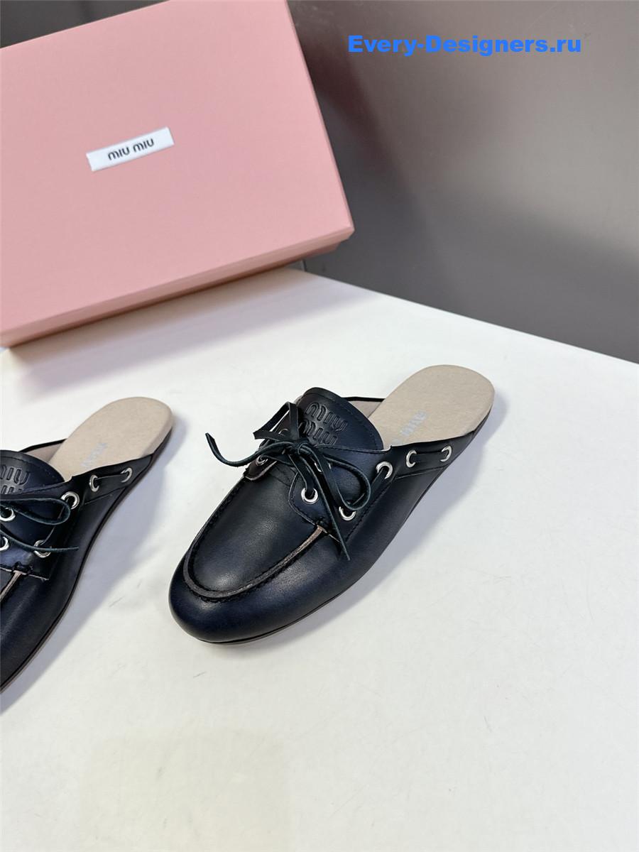 Miu Miu Black Boat Slides