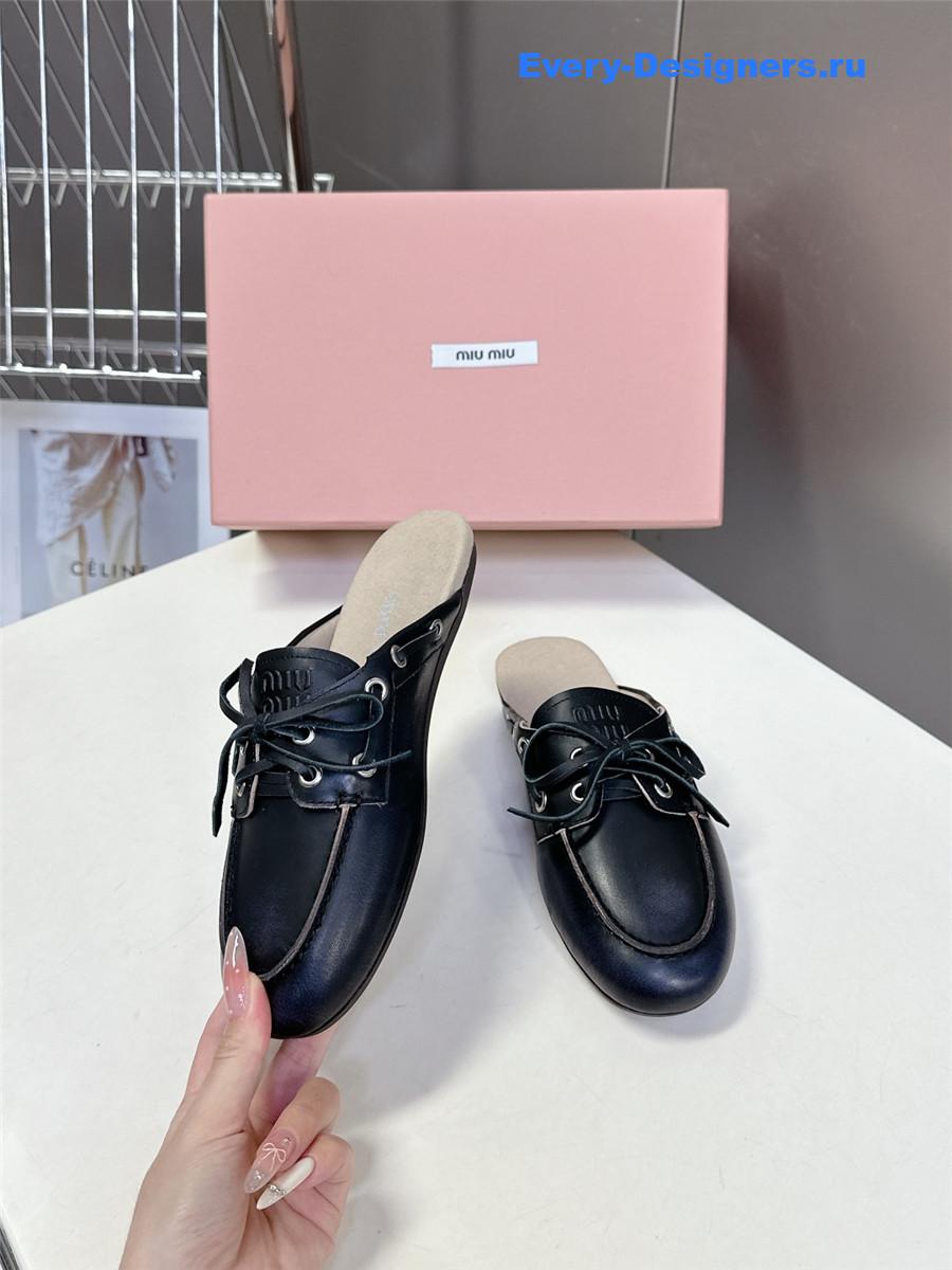 Miu Miu Black Boat Slides