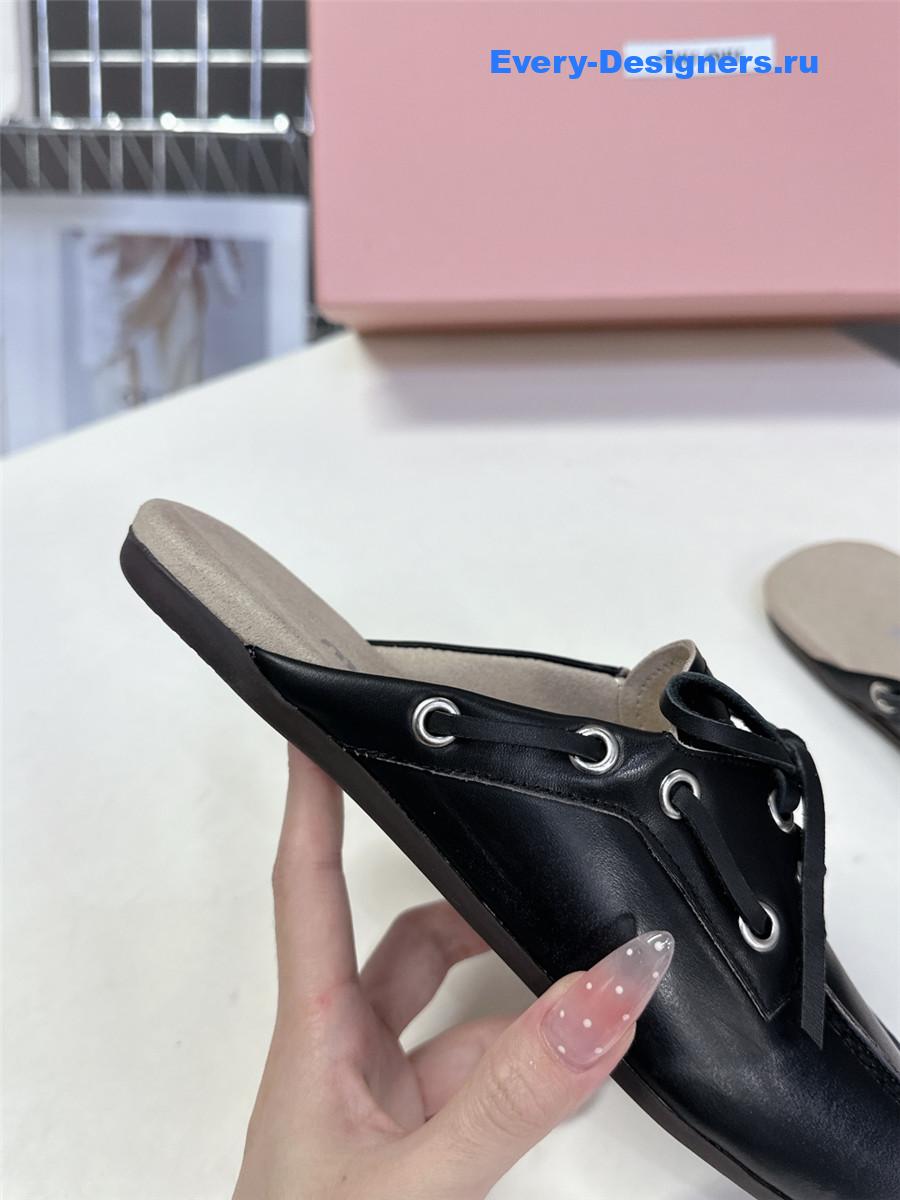 Miu Miu Black Boat Slides