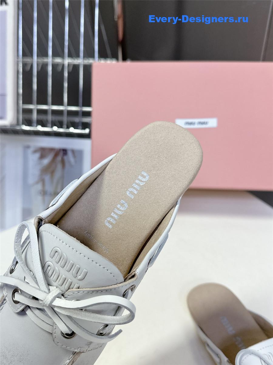 Miu Miu White Boat Slides