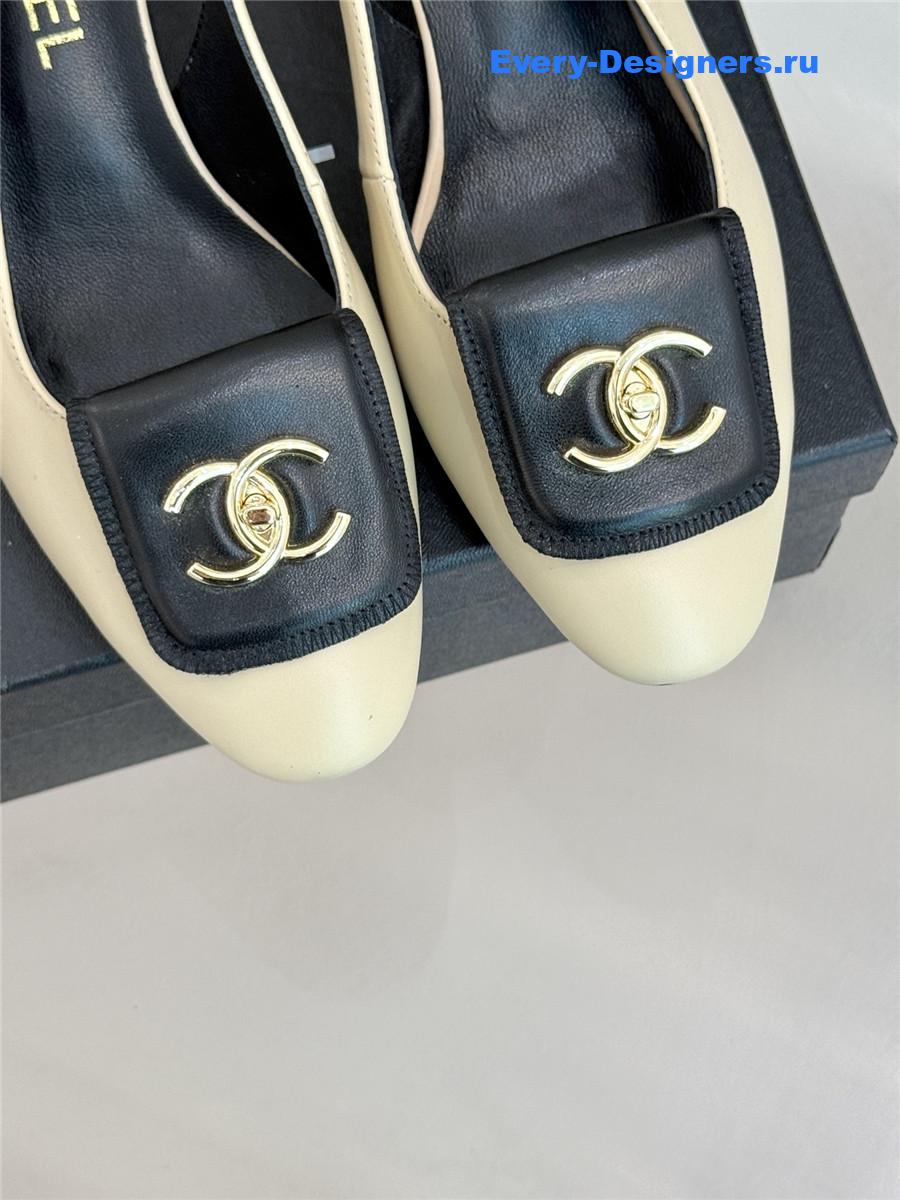 Ch**el beige goatskin slingbacks sandals