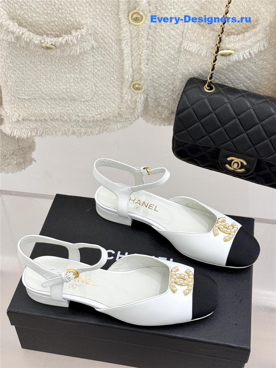Ch**el cc white chunky heel sandals