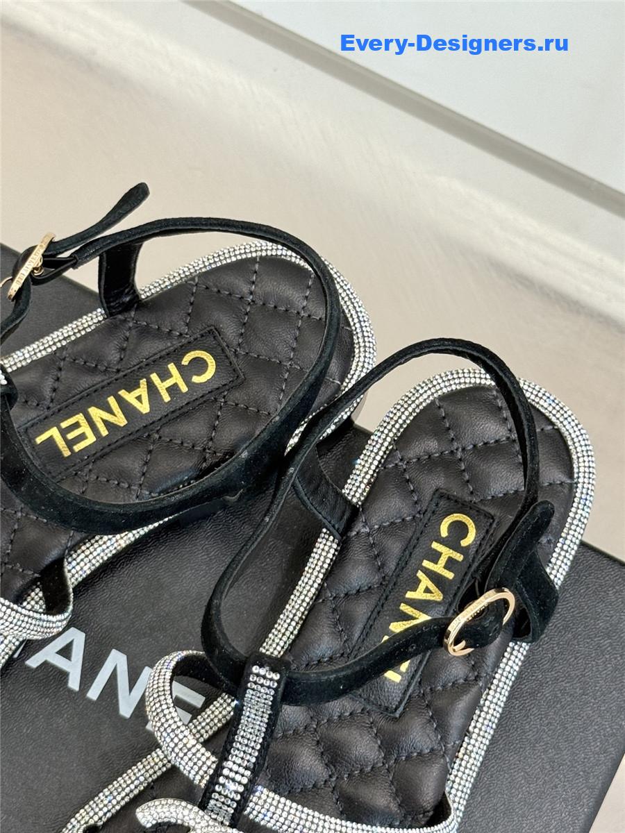 Ch**el white rhinestone cc flip flops