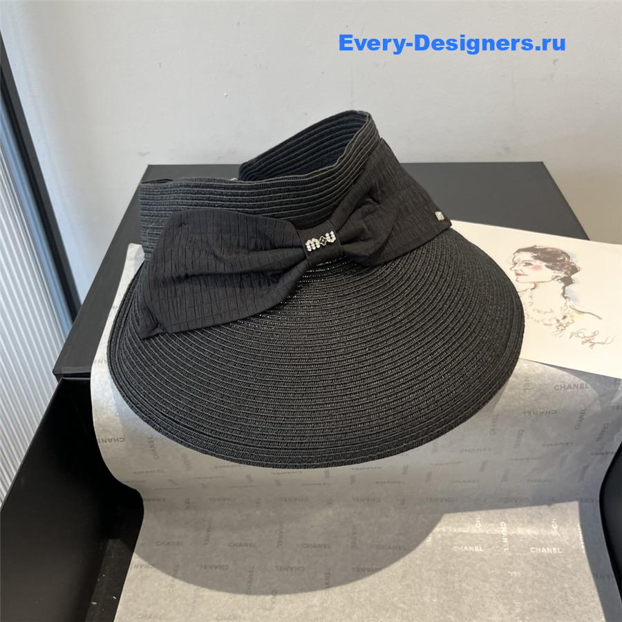 Miu Miu Bow Hollow Top Straw Hat