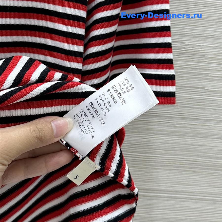 Ce1i*e red striped cropped knit top