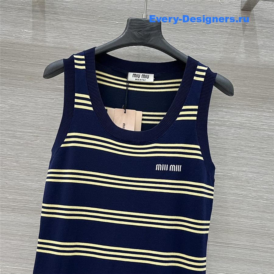 Miu Miu Striped Knit Sleeveless Dress