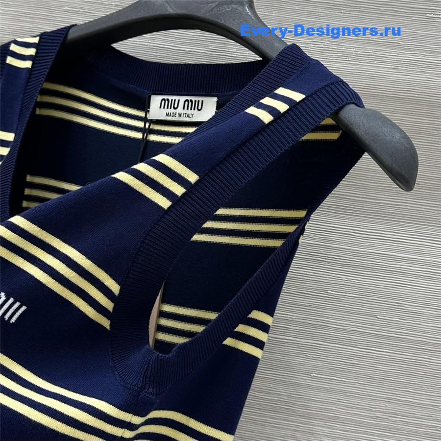 Miu Miu Striped Knit Sleeveless Dress