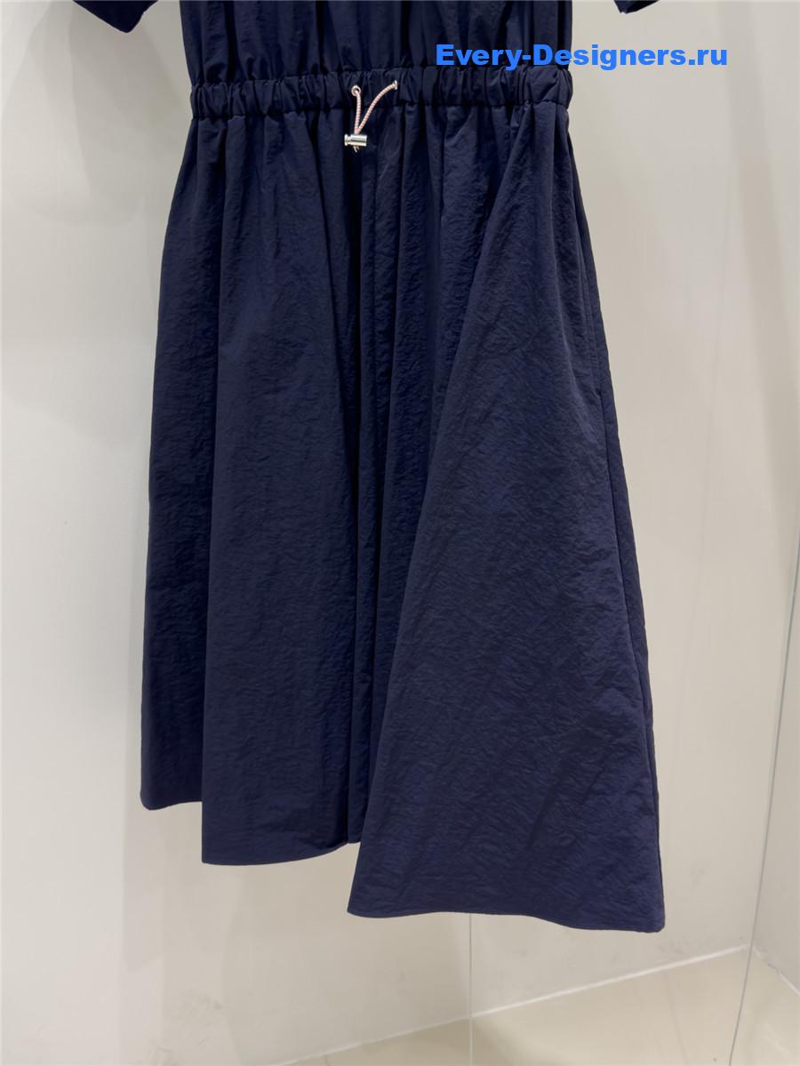 Pra*a pleated midi dress with drawstring waist