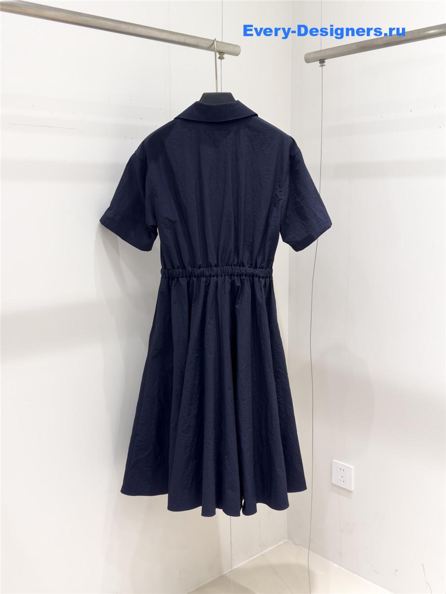 Pra*a pleated midi dress with drawstring waist