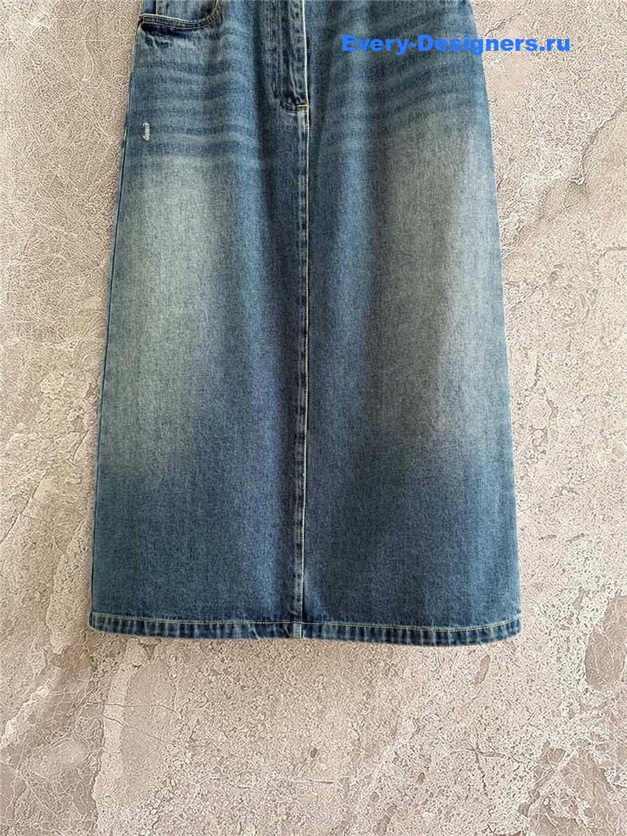 Pra*a washed denim maxi skirt
