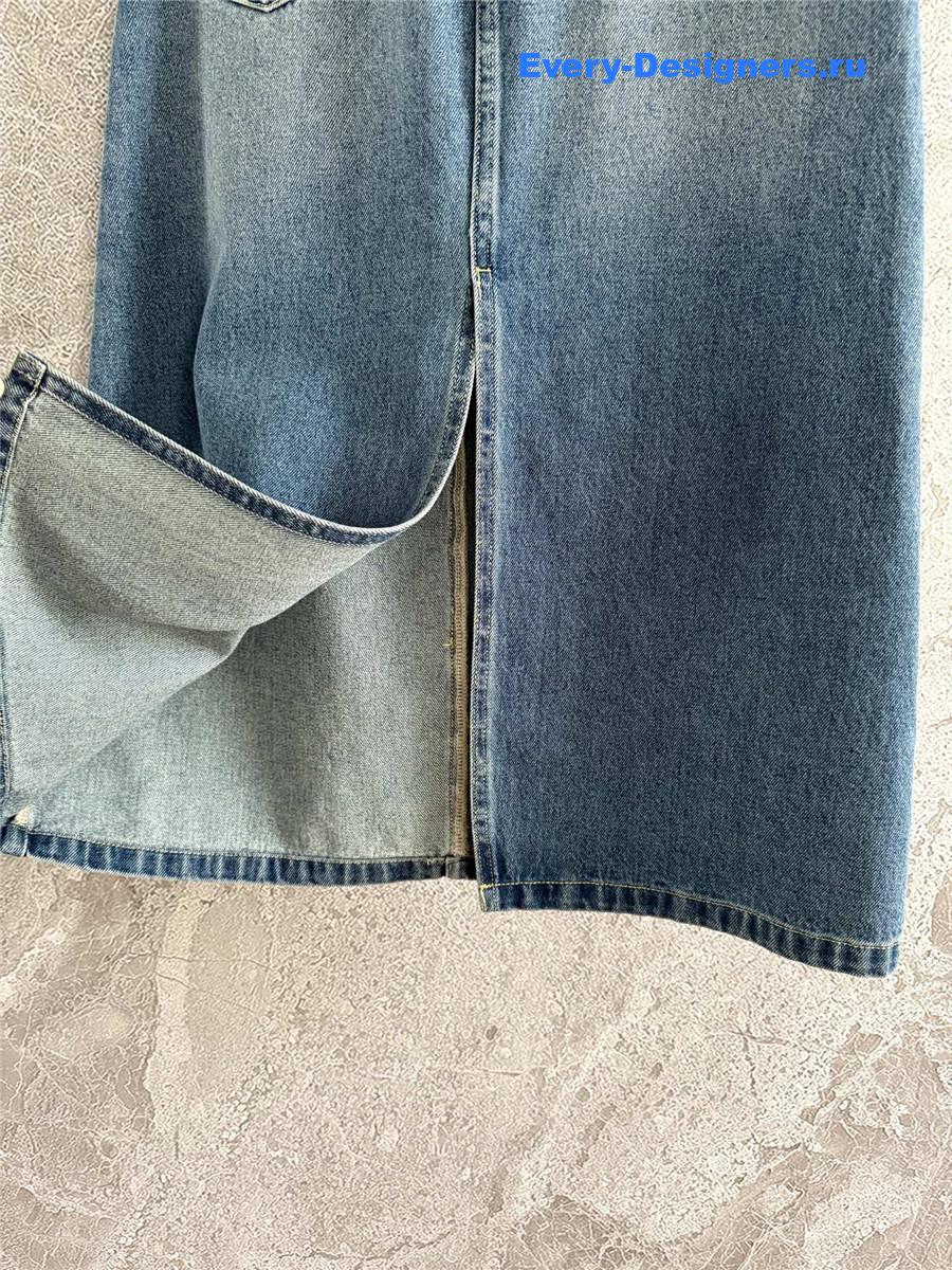 Pra*a washed denim maxi skirt