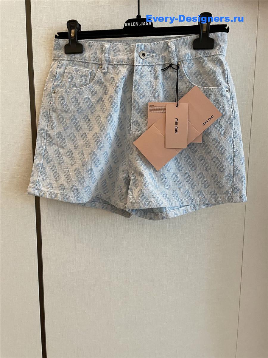Miu Miu Sapphire Blue Denim Shorts