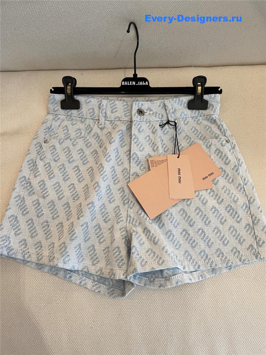Miu Miu Sapphire Blue Denim Shorts