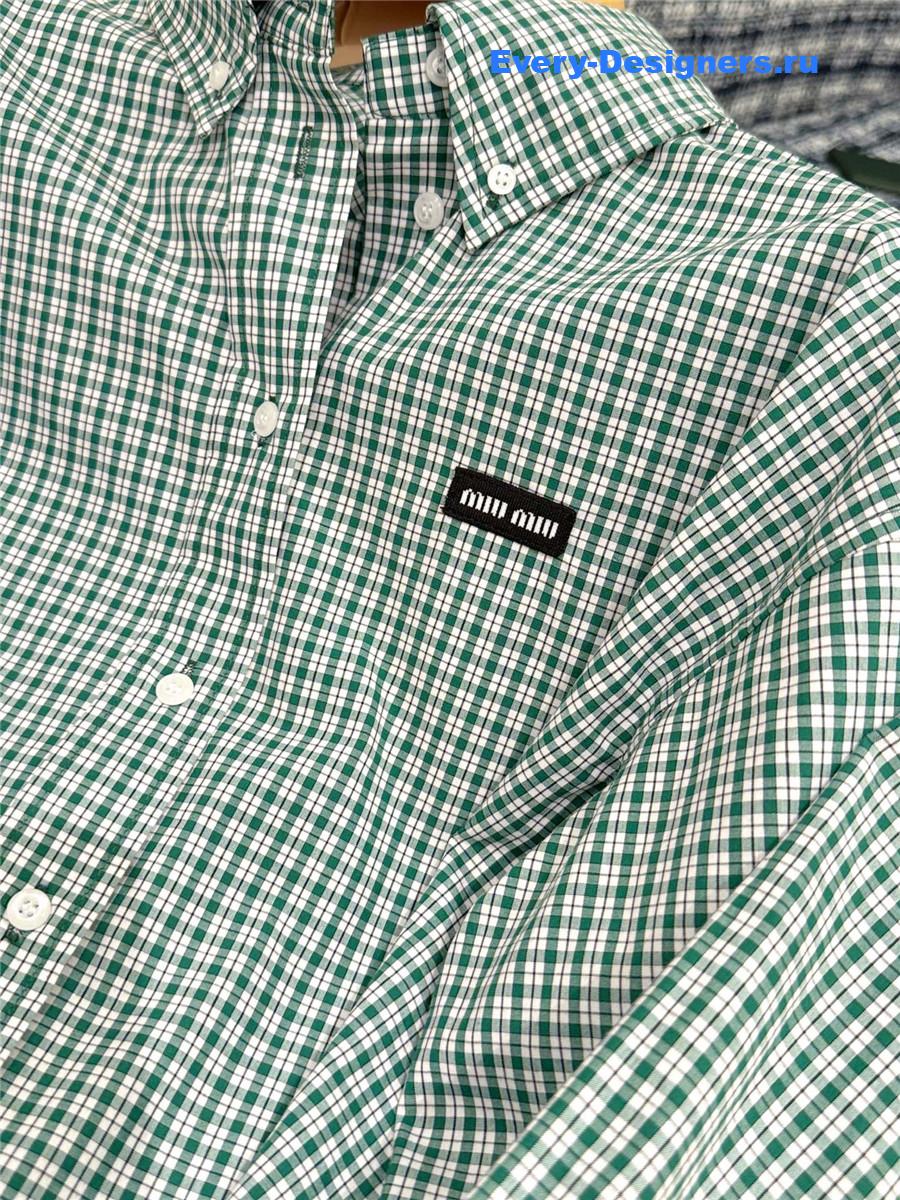 Miu Miu Emerald/White Checked Shirt