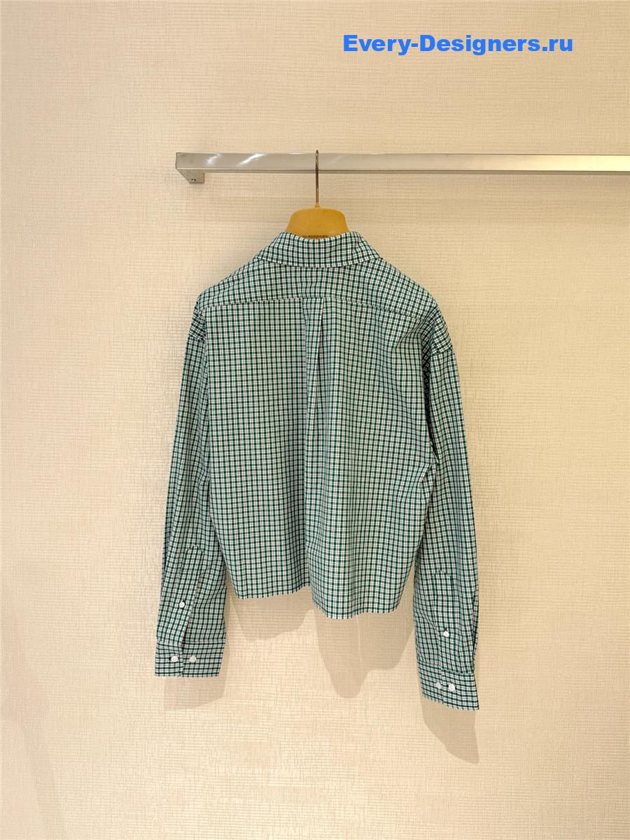 Miu Miu Emerald/White Checked Shirt