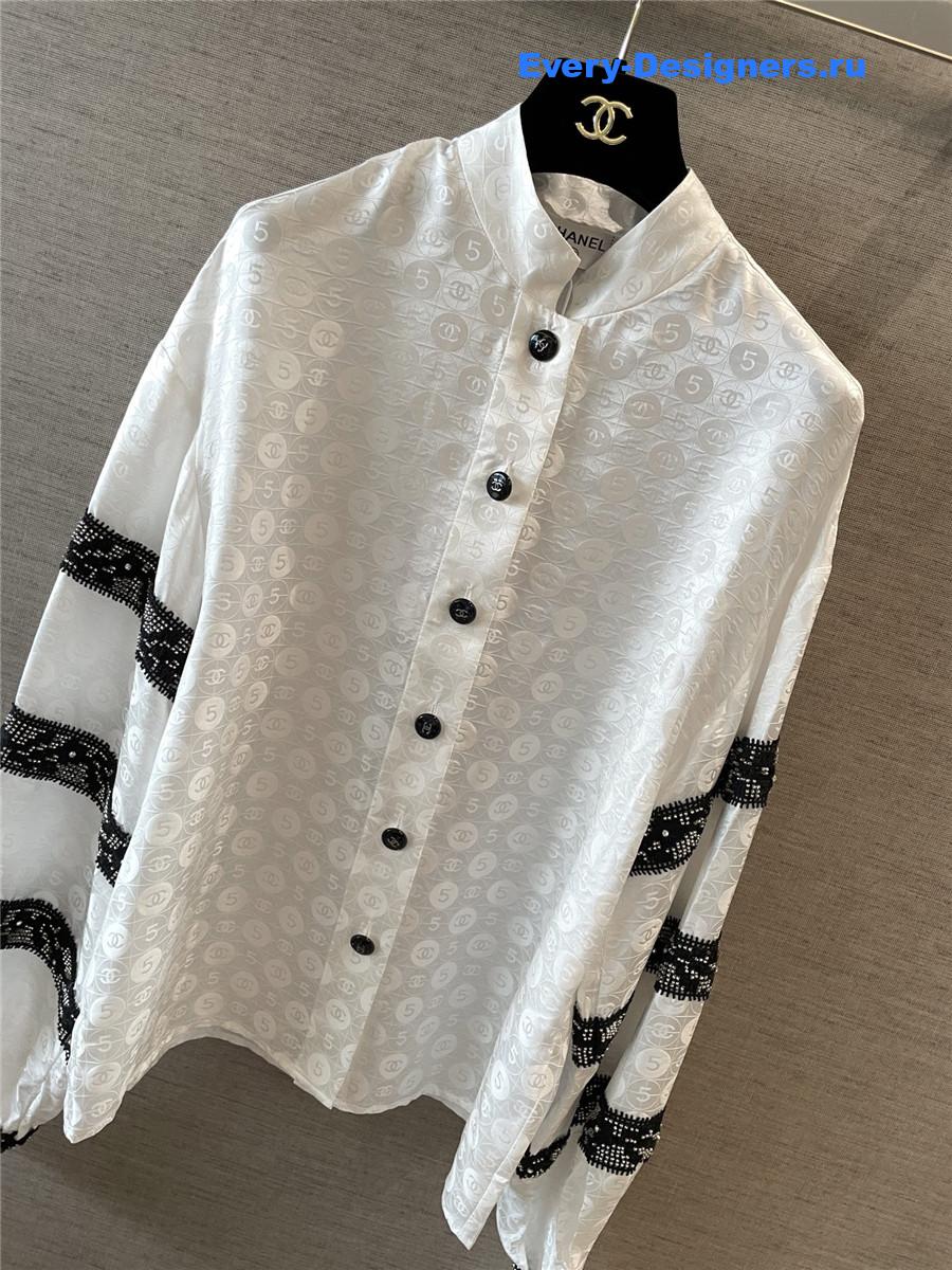 Ch**el logo jacquard lace shirt
