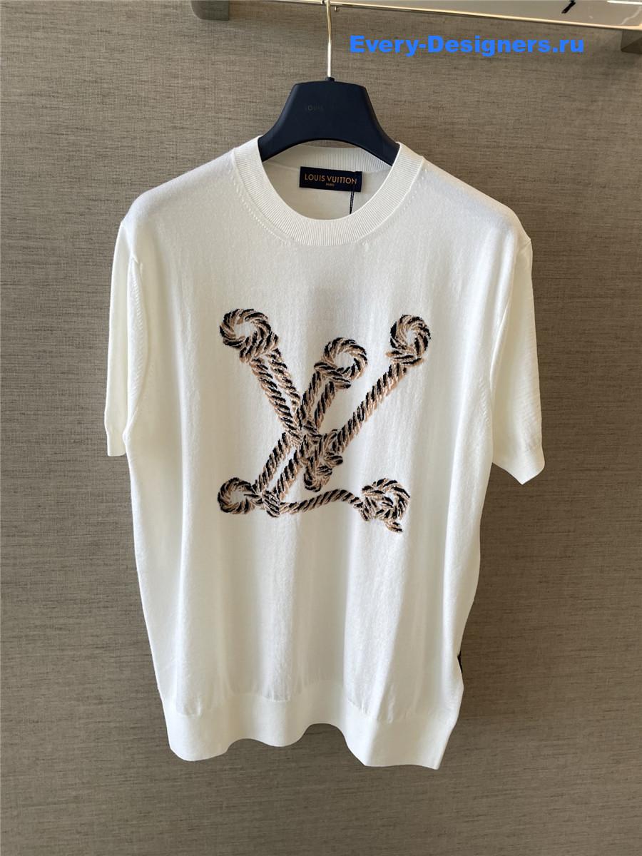 l0vis Vvtt0n nautical knit top white