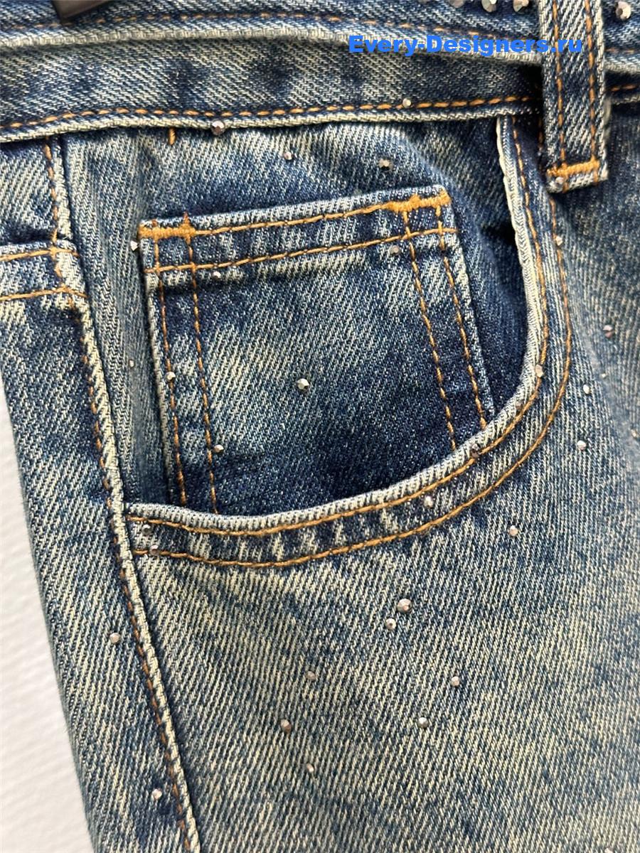 miu miu blue D1am0nd belt jeans