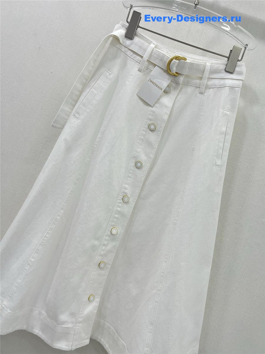 Zimm White Denim Button Skirt