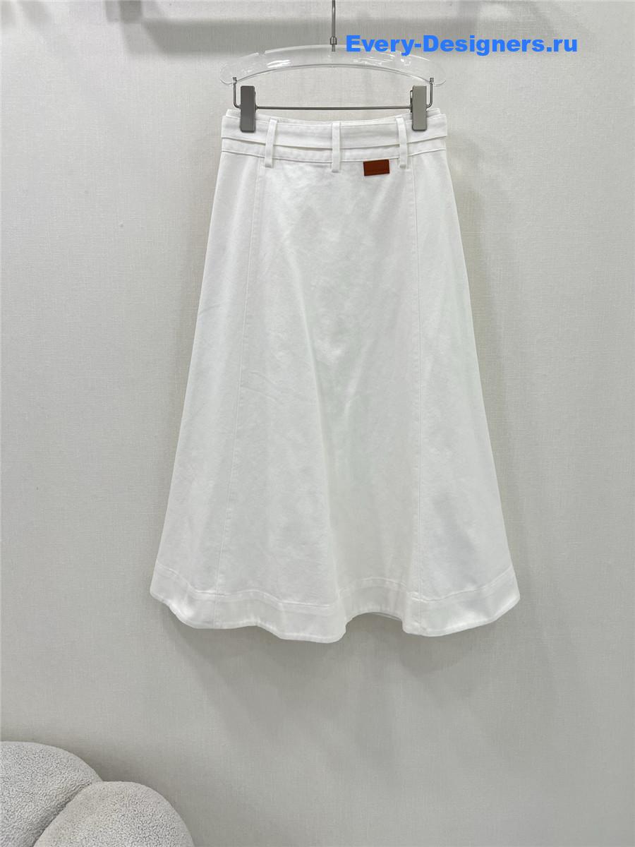 Zimm White Denim Button Skirt