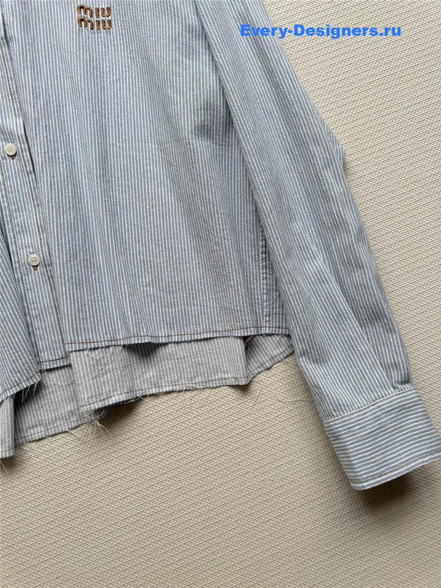 Miu Miu Striped Denim Cropped Shirt