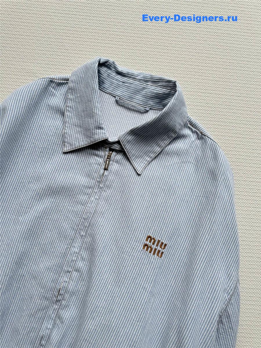 Miu Miu Light Washed Striped Denim Jacket