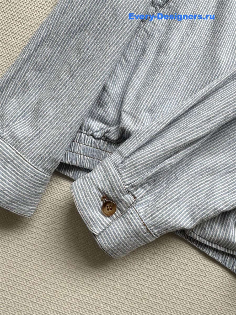 Miu Miu Light Washed Striped Denim Jacket