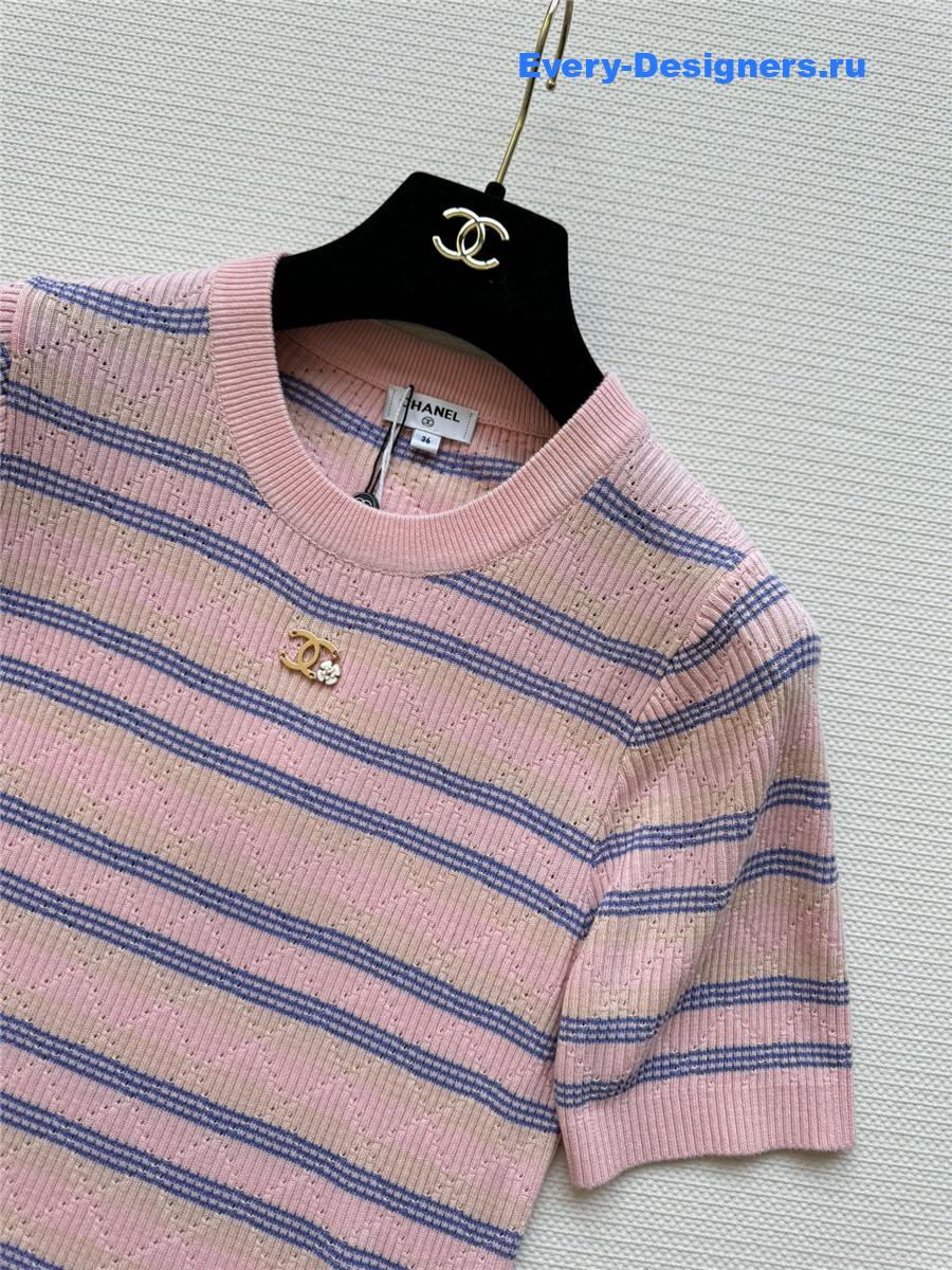 Ch**el pink striped knit top