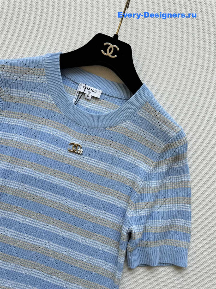 Ch**el blue striped knit top