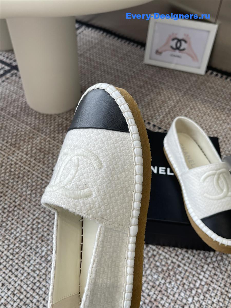 Ch**el white lambskin espadrilles flats