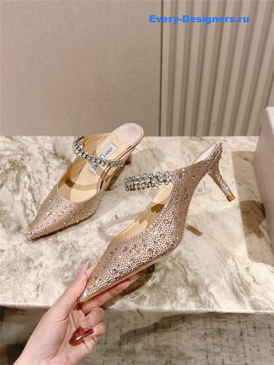 J1m*y Ch00 bing 65 gold glitter mules