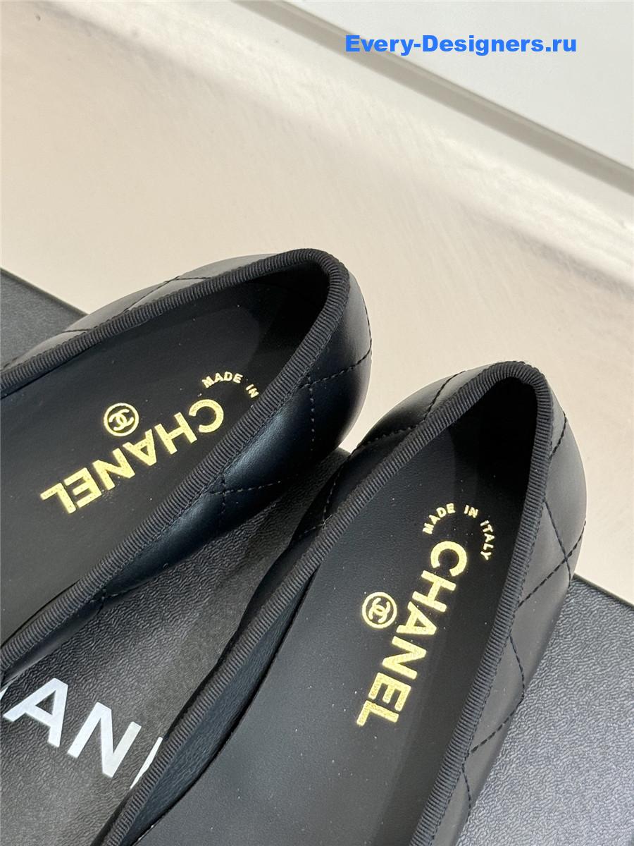 ch**el black D1am0nd chain cc logo ballet flats